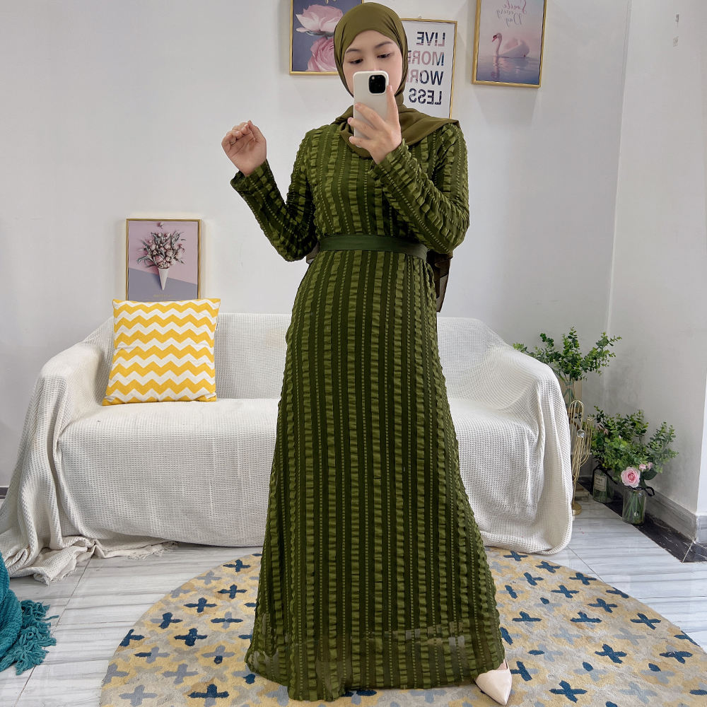 1531#Stretch Polyester Islamic Women Maxi Dress Muslim Abaya Dress