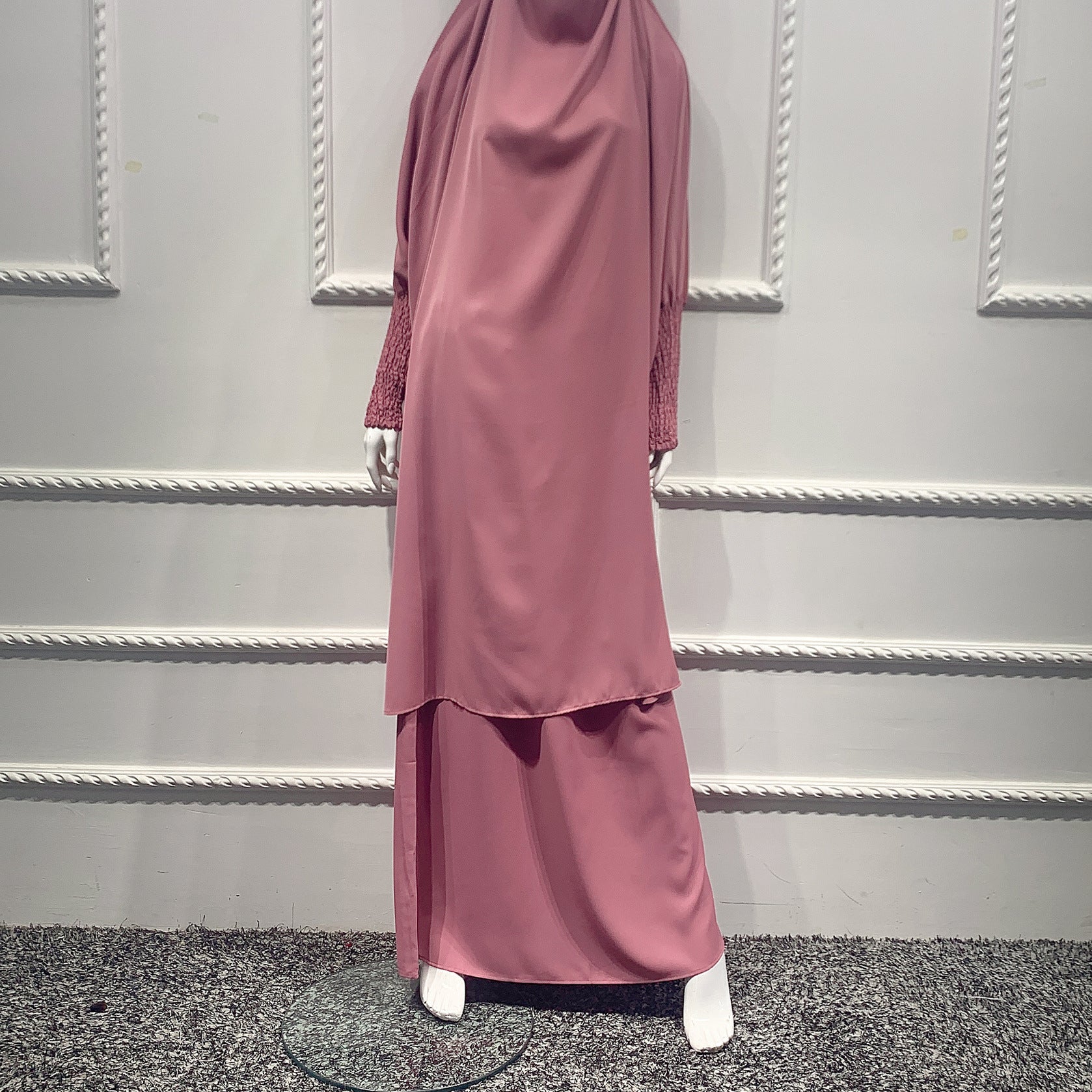 1459#Arabic Abaya Muslim Dresses dubai 2 piece set Nida Prayer Abaya