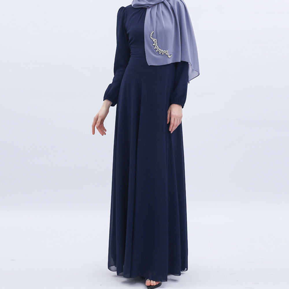 G9514#New Chiffon Abaya Dubai Muslim Women Dresses Islamic Clothing