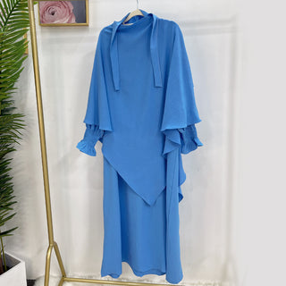1591#&HJ907#One Layers Khimar Women Muslim Clothing Prayer Dress Two Piece Set Abaya