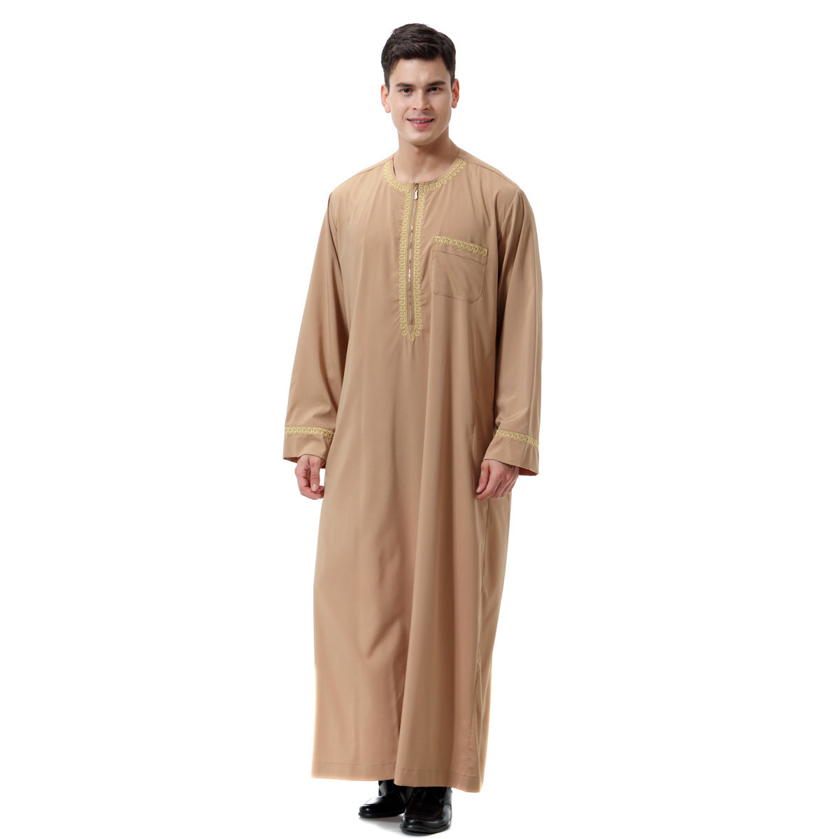 TH811# High quality pure color Moroccan Kaftan Clothes Islamic clothing for men