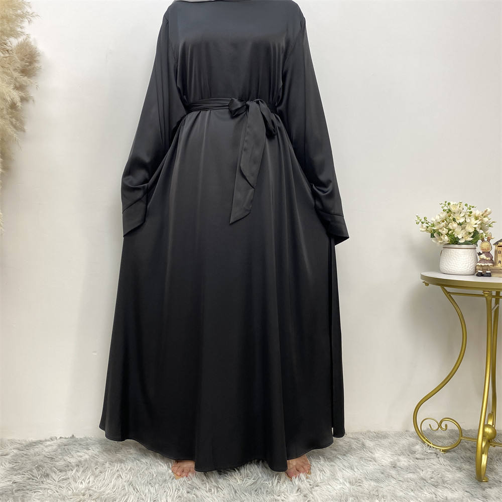 6622# Eid Muslim Islamic Design Hot Sale  Smooth Versatile Casual Satin Ladies Dress