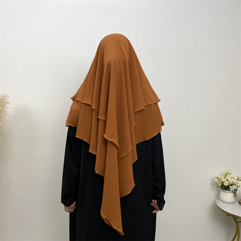 2305# 2023 Chiffon Women Two Layers Eid Khimar 19 Solid Color Colors Scarves