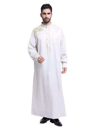 TH804# Hot sale muslim middle east men robe high collar shirt in dubai