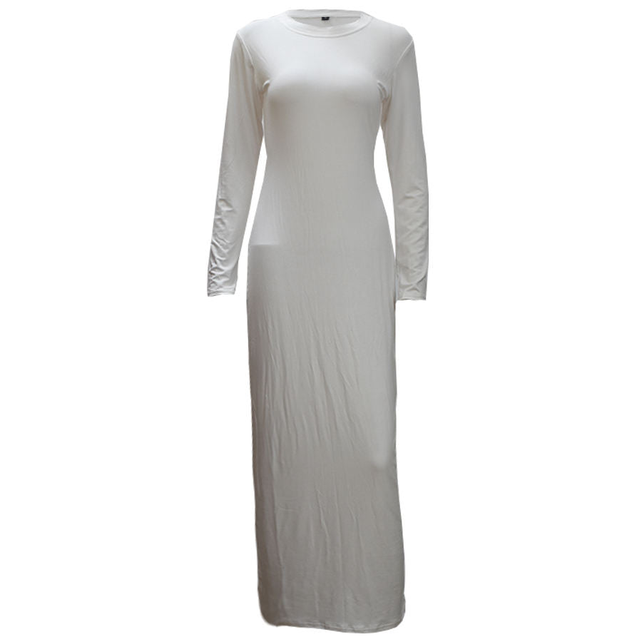 099# Daily Long Sleeve Bodycon Cotton Dress Muslim Women