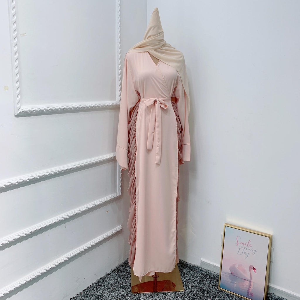1471#Front Open Abaya Muslim abaya with stitch layers Ethnic clothing