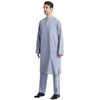 TH822#2 pcs Arab Muslim Wear calf Length Muslim Clothes Jubba Men's Thobe