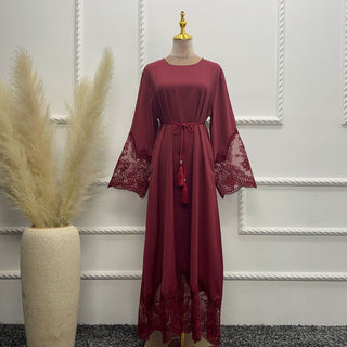 1575#Modest Abaya Dubai Abaya Muslim Dress With Lace Scarf Elegant Ladies Abaya