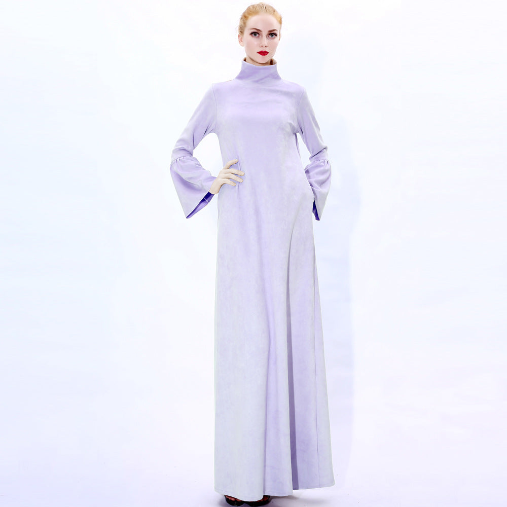 91242#Autumn and winter new  women's suede long dresses