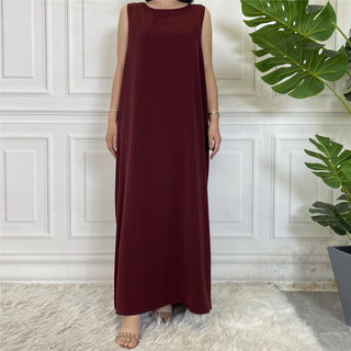 6595#Sleeveless Inner Slip Dress For Muslim Women Summer Daily Long Dresses