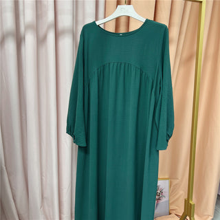 1500#Winkle Polyester Maxi Dress Traditional Muslim Women Long Abaya