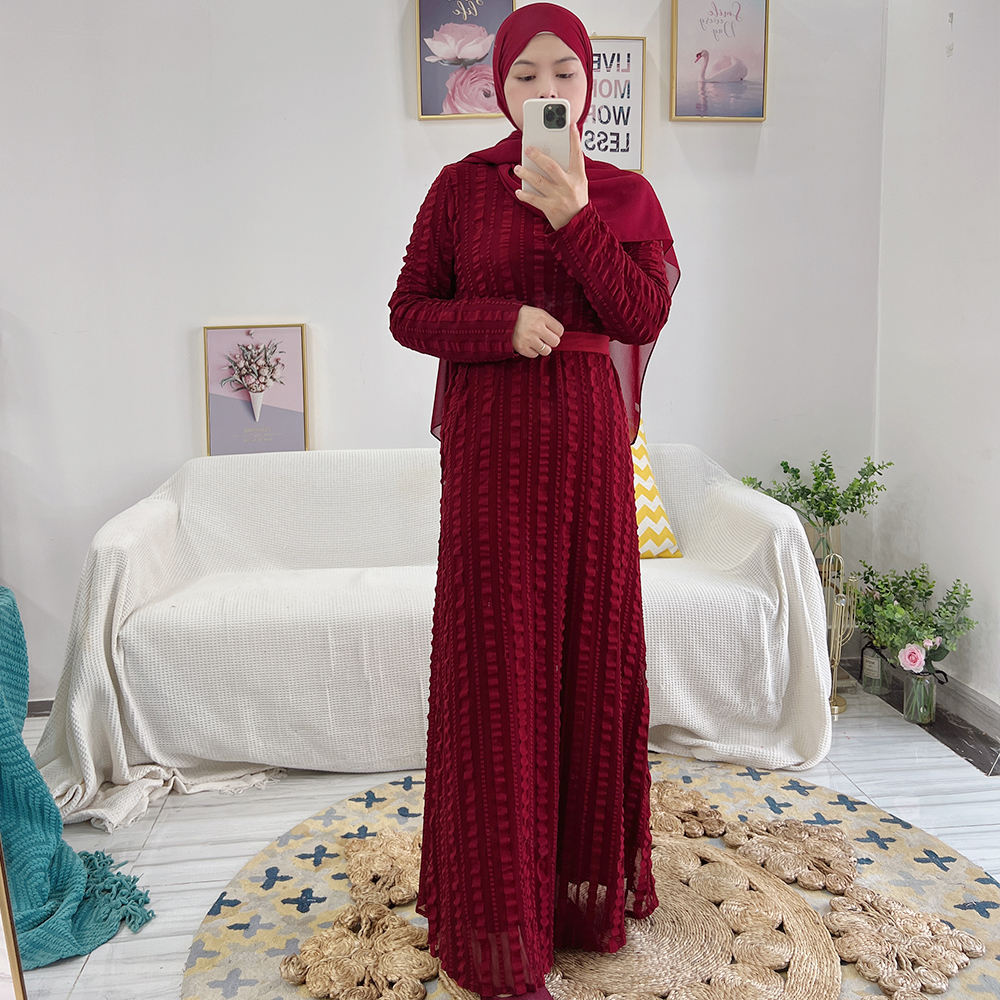 1531#Stretch Polyester Islamic Women Maxi Dress Muslim Abaya Dress