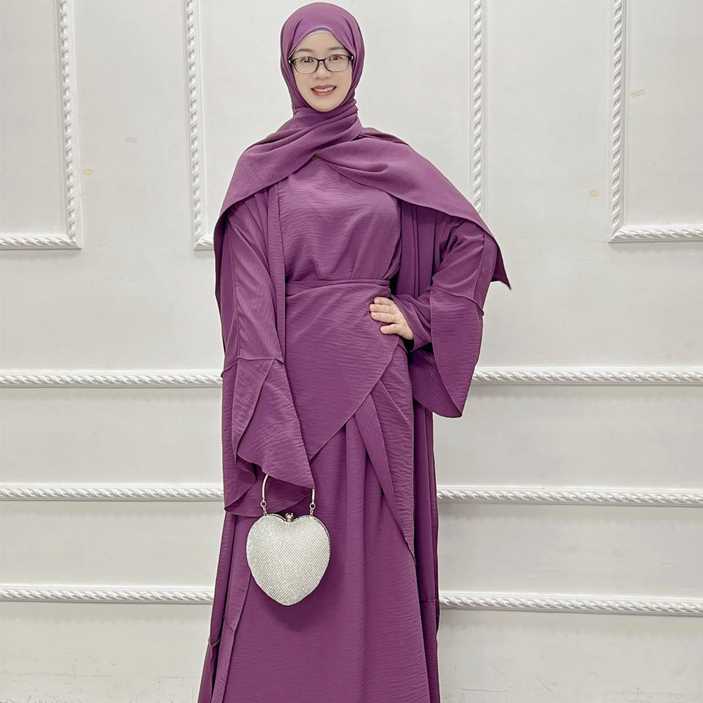 1509# Custom Islamic Clothing 3 Pieces Abaya Set for Muslim Women