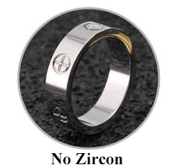 R3#Steel Ring With Stone Crystal For Girl Women Couple In Wedding With Cross