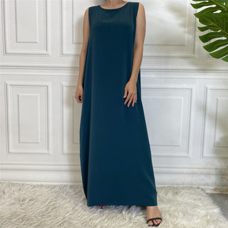 6595#Sleeveless Inner Slip Dress For Muslim Women Summer Daily Long Dresses