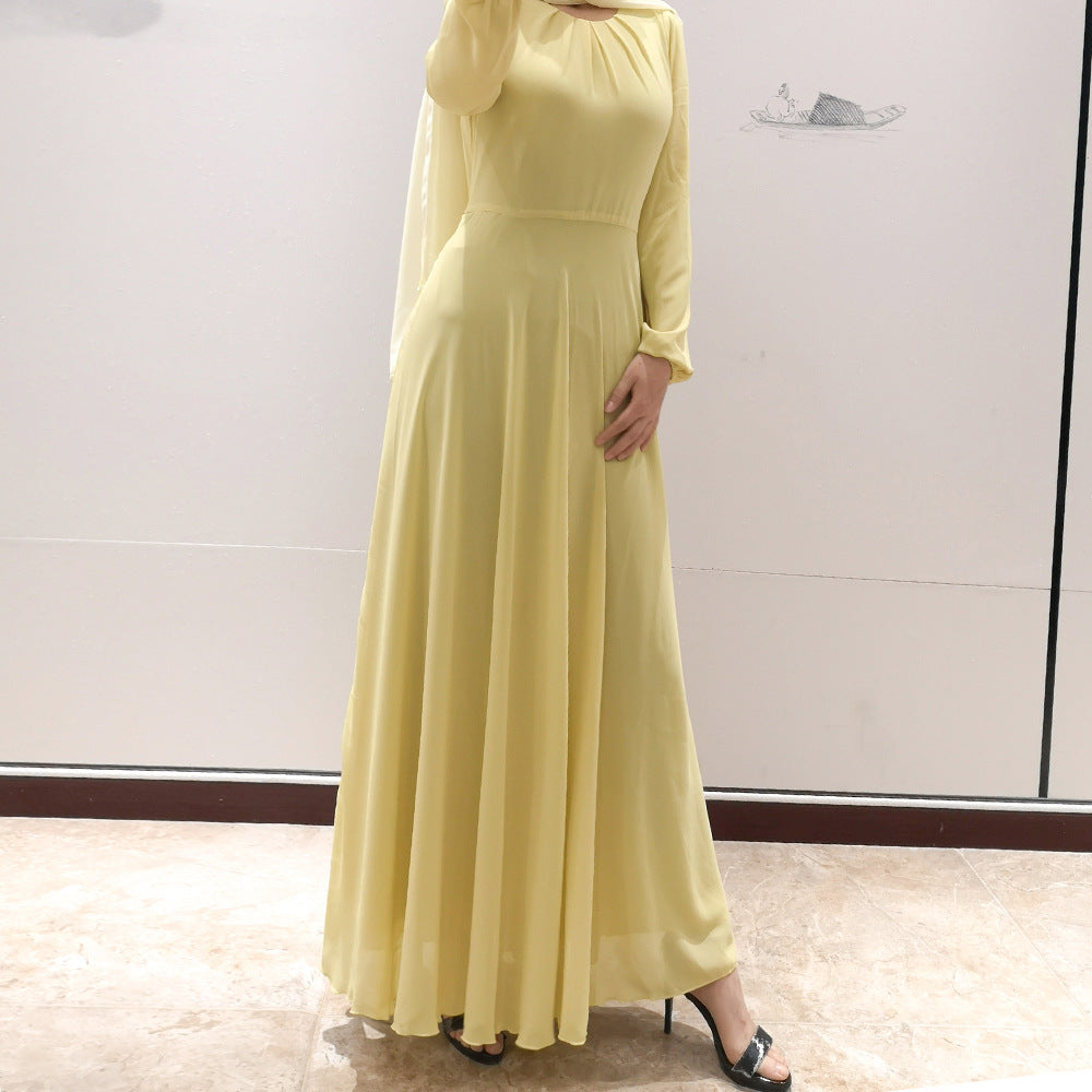 G9514#New Chiffon Abaya Dubai Muslim Women Dresses Islamic Clothing