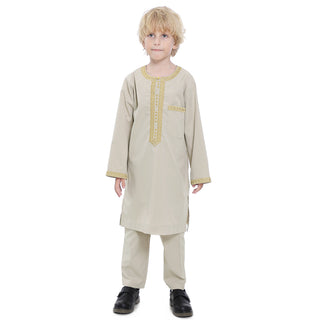 TH878#New buttons islamic children clothing design kids boy robe dubai abaya