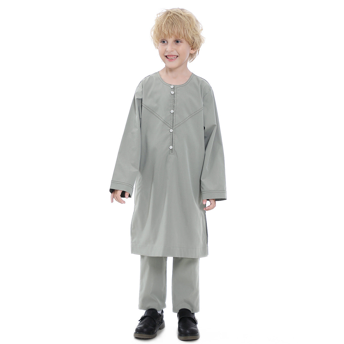 TH879#2 pcs Arab Muslim Wear calf Length Muslim Clothes Jubba Men's Thobe