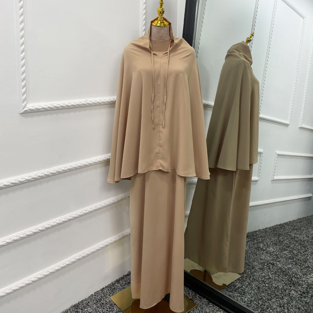 1546#Prayer Abaya Long Dress and Khimar Set for Dubai Abaya Muslim Dress