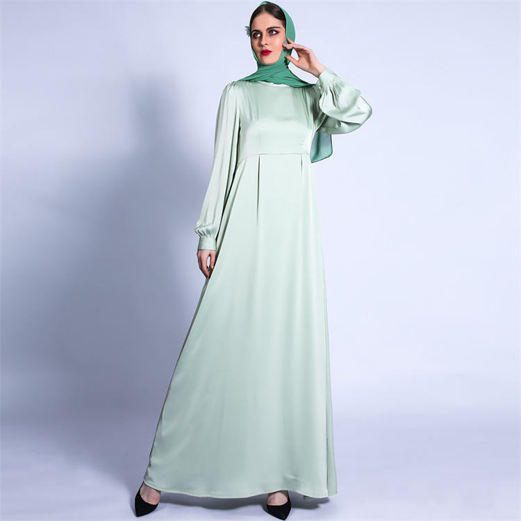 1318#Elegant Long Sleeves Long Dress Render Casual Muslin Women Dress
