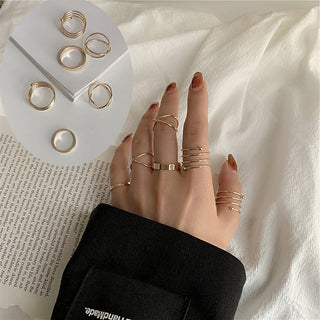 R5# 7pcs Fashion Jewelry Rings Set Hot Selling Metal Women Finger Ring for Girl Wedding Gifts