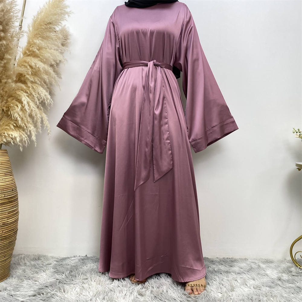 6622# Eid Muslim Islamic Design Hot Sale  Smooth Versatile Casual Satin Ladies Dress
