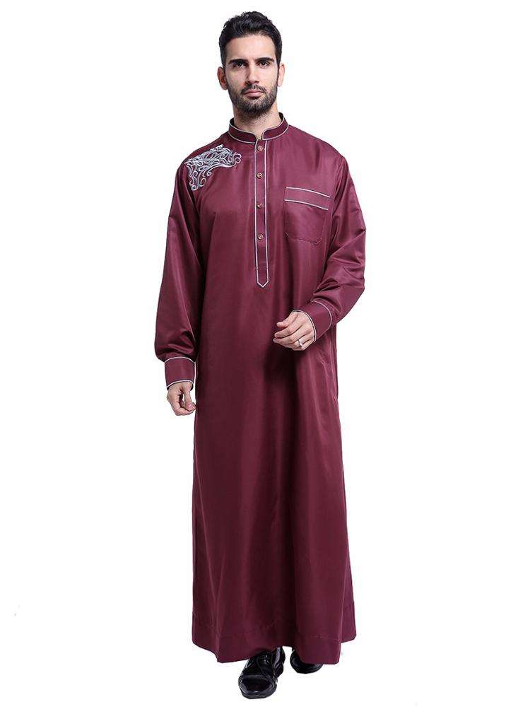 TH804# Hot sale muslim middle east men robe high collar shirt in dubai