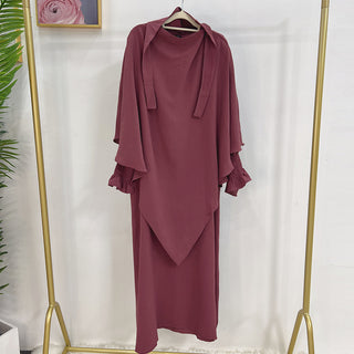 1591#&HJ907#One Layers Khimar Women Muslim Clothing Prayer Dress Two Piece Set Abaya