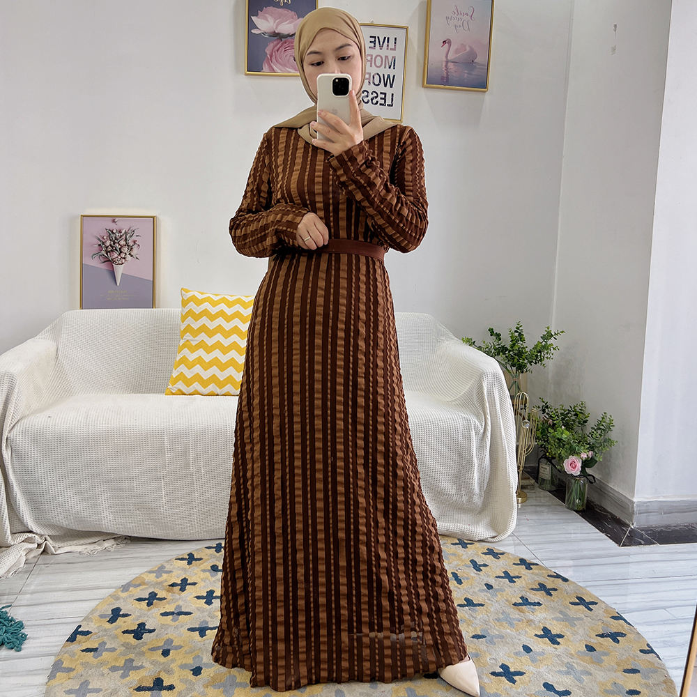 1531#Stretch Polyester Islamic Women Maxi Dress Muslim Abaya Dress