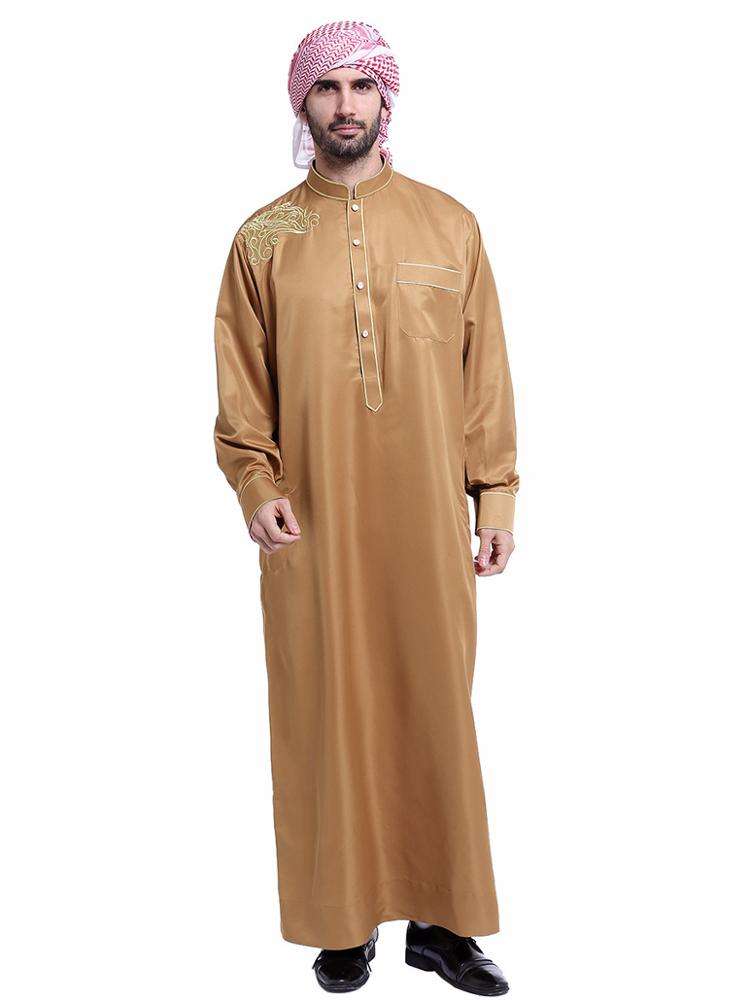 TH804# Hot sale muslim middle east men robe high collar shirt in dubai
