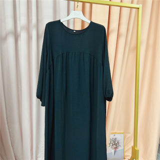 1500#Winkle Polyester Maxi Dress Traditional Muslim Women Long Abaya
