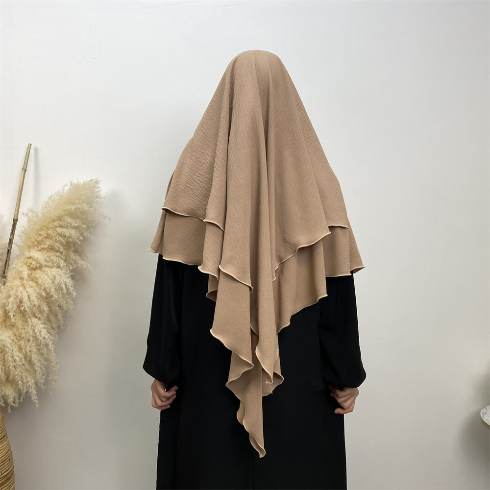 2307# New arrival wrinkle crepe two layer fashion prayer scarf head cover shawl