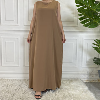 6595#Sleeveless Inner Slip Dress For Muslim Women Summer Daily Long Dresses