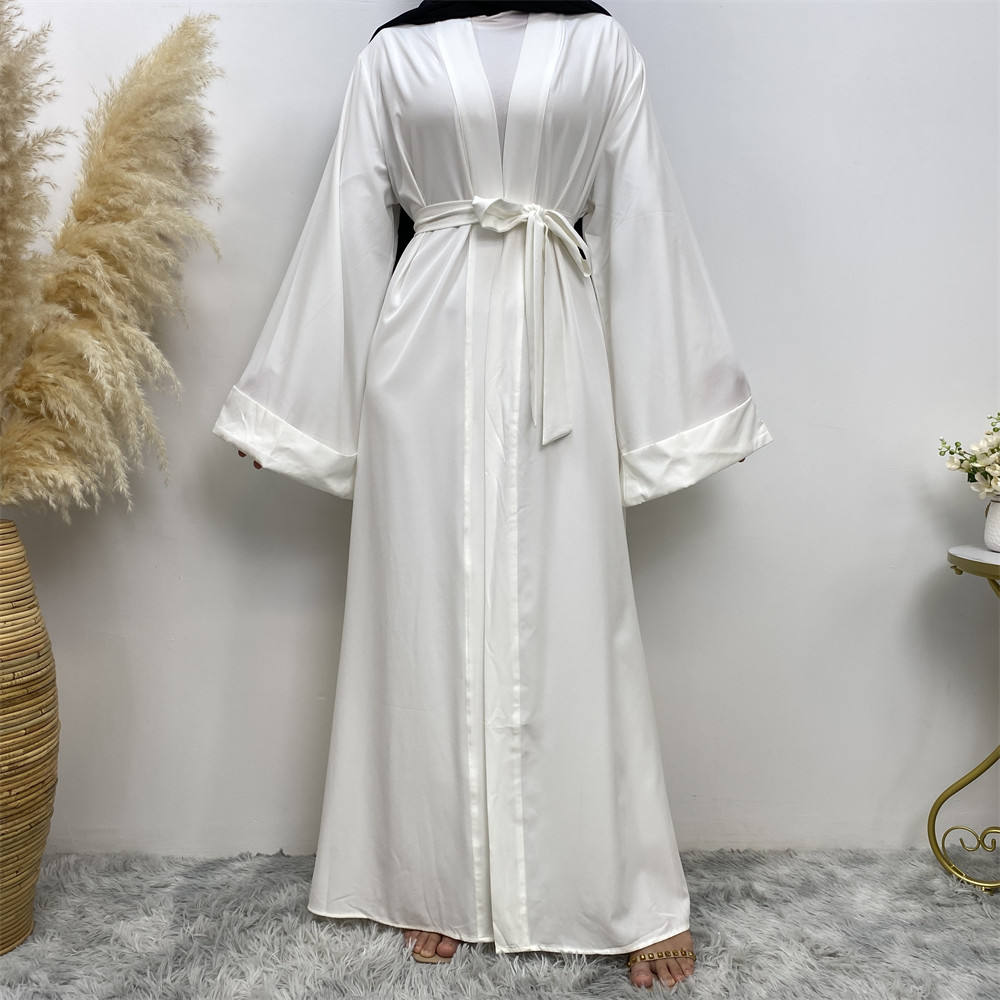 763#Simple Solid Color With Pockets Casual Daily Women Open Abaya