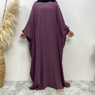 689#Premium nida solid color batwing closed abaya maxi dresses with back zipper