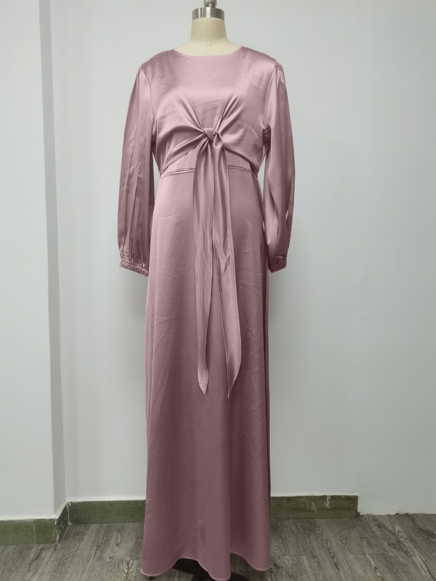1433#Fancy women  muslim dresses long sleeves maxi satin dress abaya