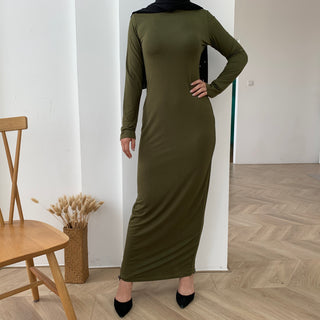 099# Daily Long Sleeve Bodycon Cotton Dress Muslim Women