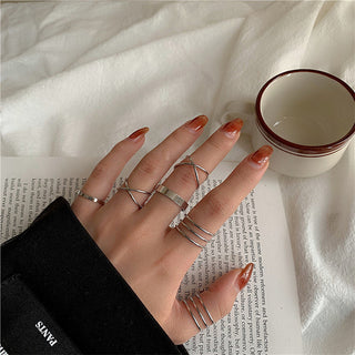 R5# 7pcs Fashion Jewelry Rings Set Hot Selling Metal Women Finger Ring for Girl Wedding Gifts