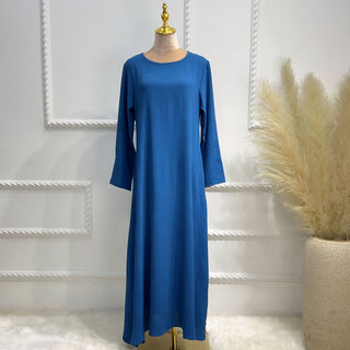 1593#On Sale Solid Color Long Sleeve Islamic Clothing Modest Closed Abaya Dress