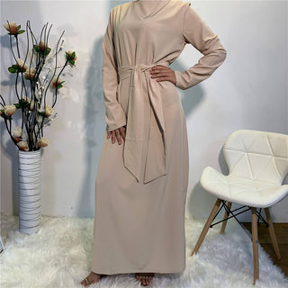 6176# Slim High Quality Inner Slip Long Dresses Classic Simple Abayas