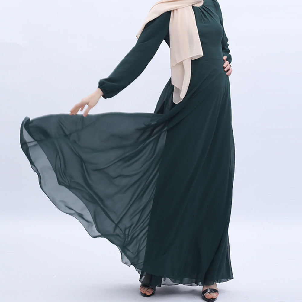 G9514#New Chiffon Abaya Dubai Muslim Women Dresses Islamic Clothing