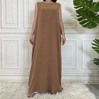 6595#Sleeveless Inner Slip Dress For Muslim Women Summer Daily Long Dresses