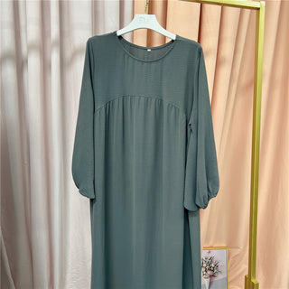 1500#Winkle Polyester Maxi Dress Traditional Muslim Women Long Abaya