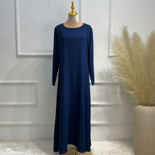 1593#On Sale Solid Color Long Sleeve Islamic Clothing Modest Closed Abaya Dress