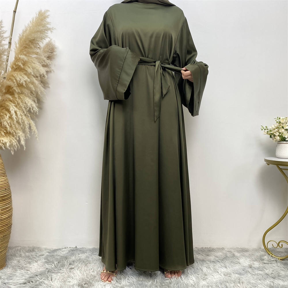 6622# Eid Muslim Islamic Design Hot Sale  Smooth Versatile Casual Satin Ladies Dress