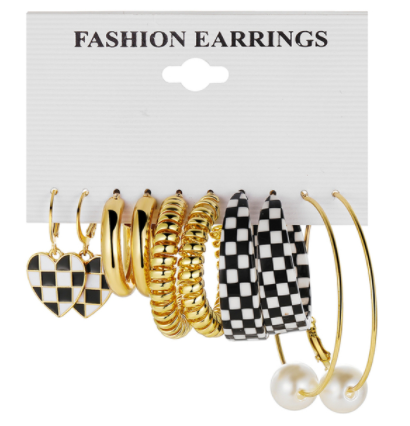 E11# Pearl Earrings Set Earring Fashion Metal Gold Plated Heart Jewelry