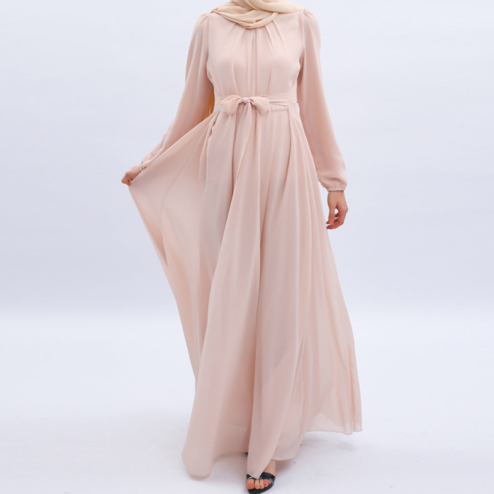 G9514#New Chiffon Abaya Dubai Muslim Women Dresses Islamic Clothing