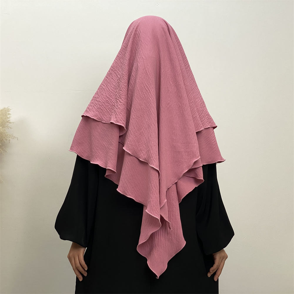 2307# New arrival wrinkle crepe two layer fashion prayer scarf head cover shawl