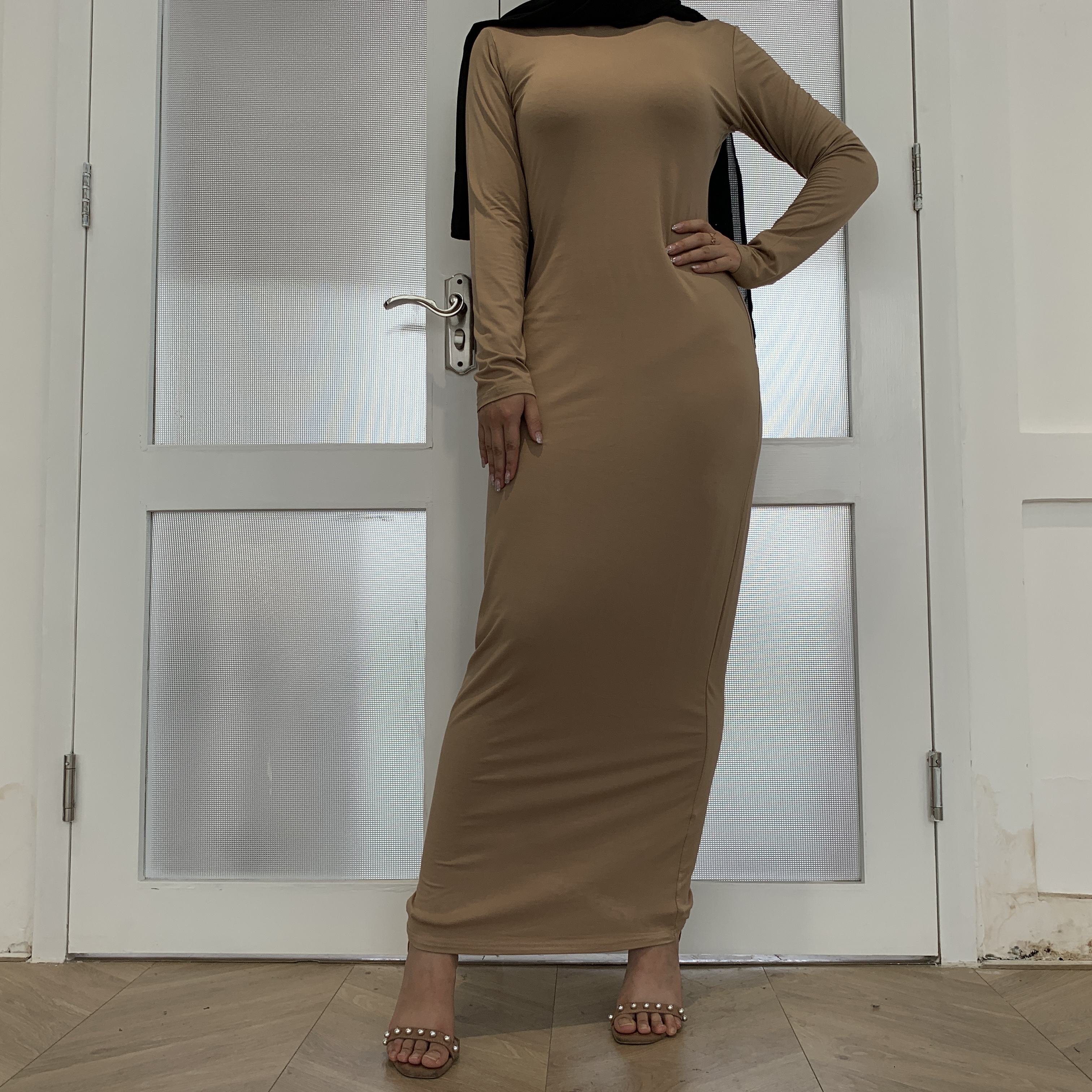 099# Daily Long Sleeve Bodycon Cotton Dress Muslim Women