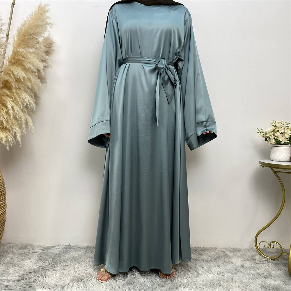 6622# Eid Muslim Islamic Design Hot Sale  Smooth Versatile Casual Satin Ladies Dress